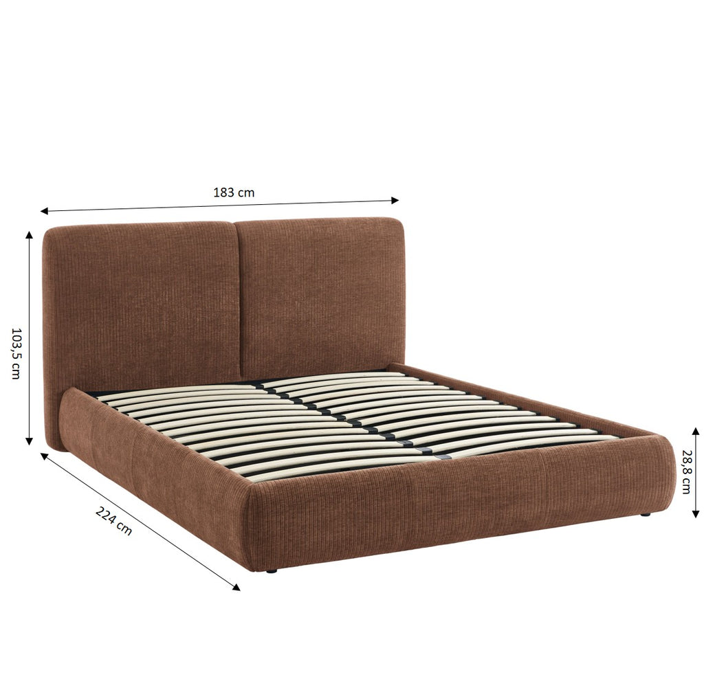 Yoka - Bed - Bouclé - Brown And Black Metal Legs
