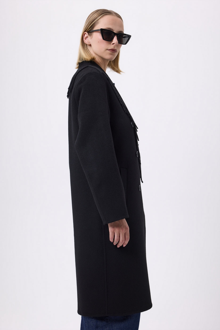 Mantel Met Franjekraag Yulia - Zwart - Dames