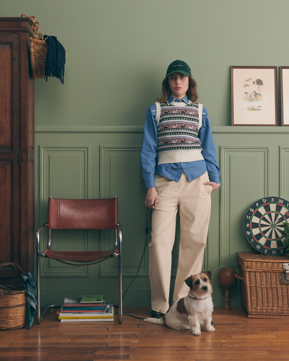“Dog Jacquard” Lafay Merino Wool Sweater
