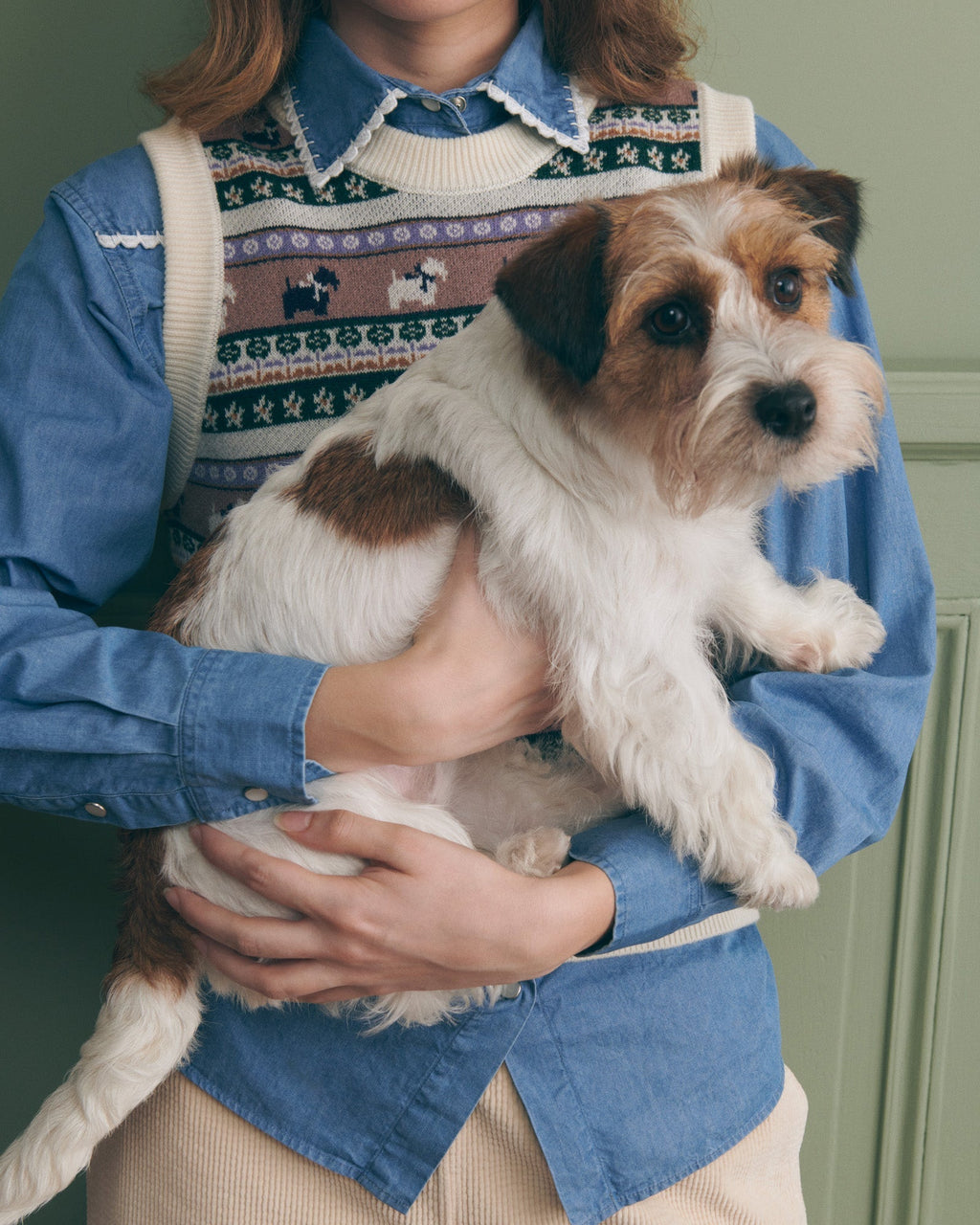 “Dog Jacquard” Lafay Merino Wool Sweater