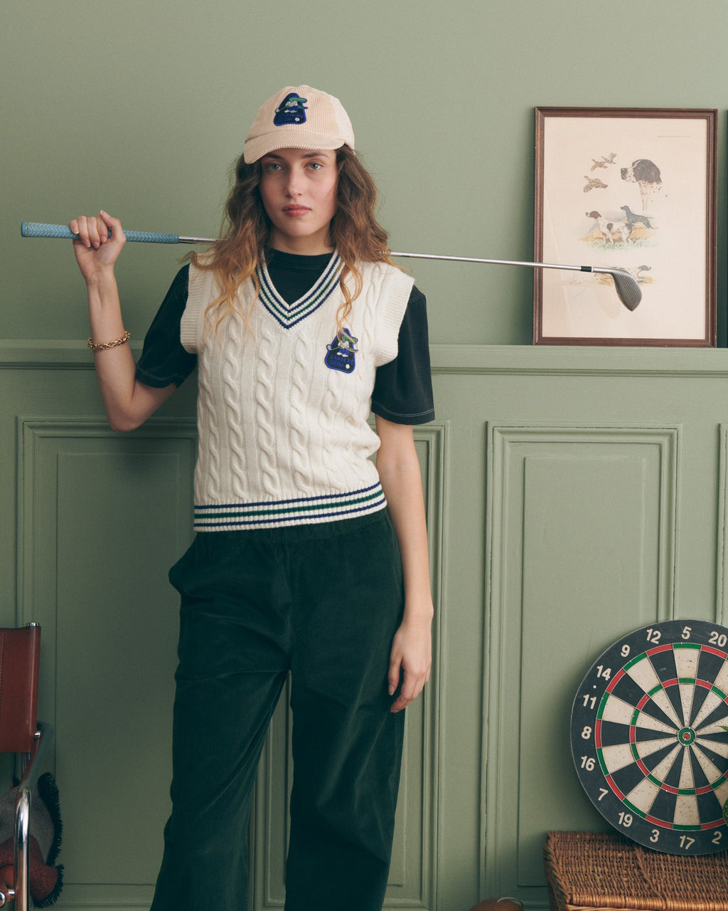 Pull Sans Manches "Patch Croco Golf" Mithouard - Femme
