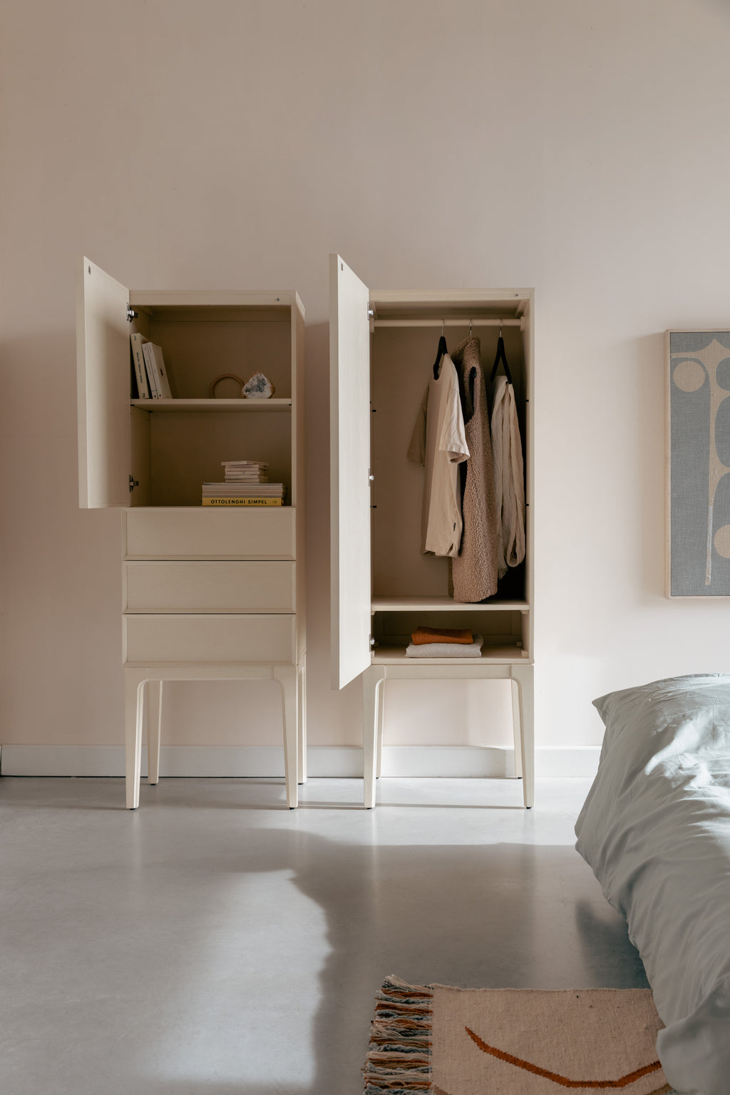 June 1 Door 3 Drawers - Wardrobe - Solid Oak - Beige