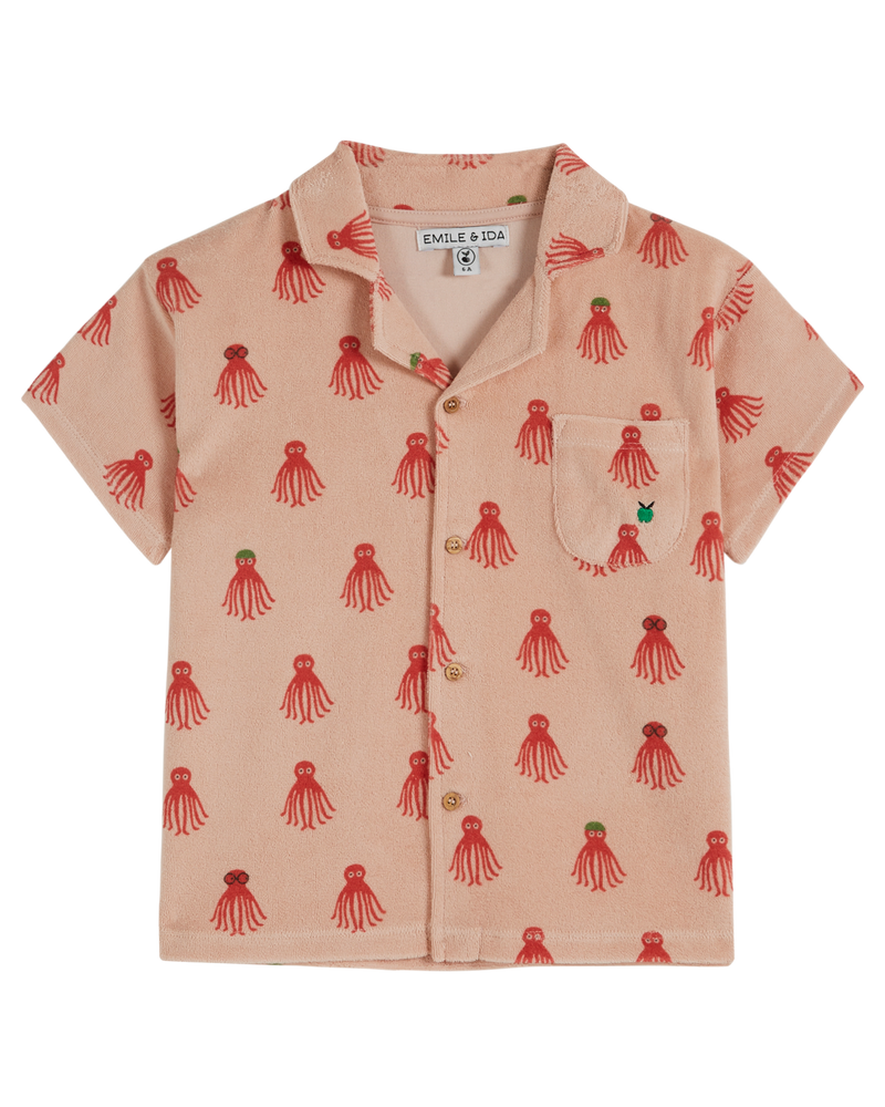 Terry shirt - Crepe Octopus Red - Boy