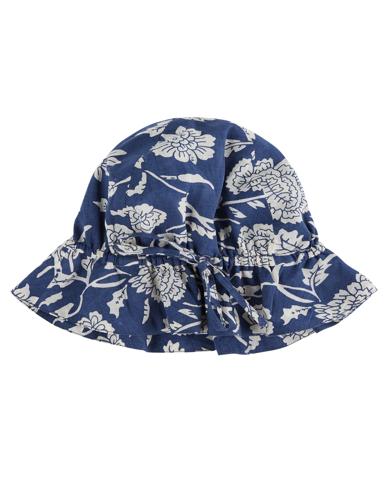 Hortense Floral Hat - Blue And Blanc - Girl