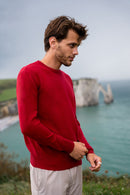 Pull Col Rond Zach - Rouge - 100% Cachemire Oeko-Tex - Homme