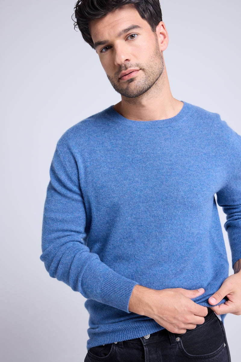 Pull Col Rond Zach - Bleu Jean