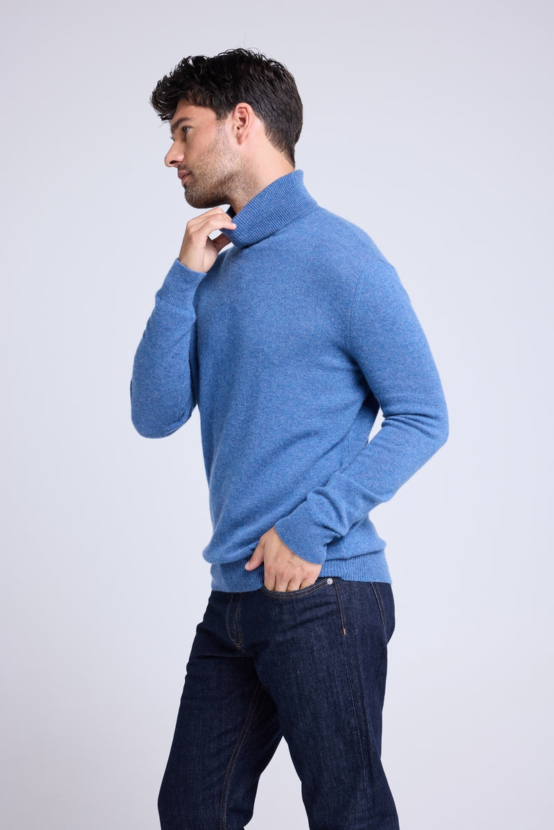 Pull Col Roule Zach - Bleu Jean