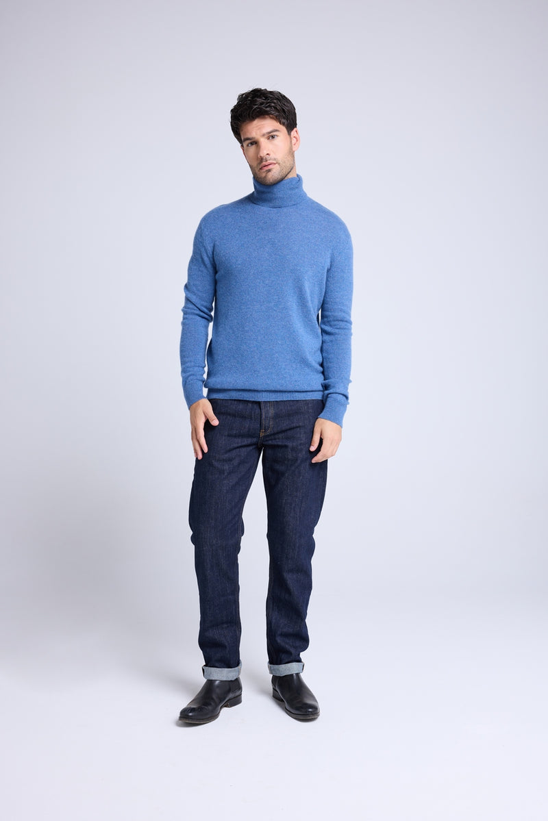 Pull Col Roule Zach - Bleu Jean