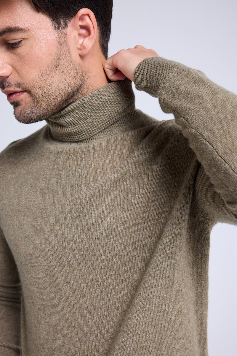 Pull Col Roule Zach - Vert Khaki