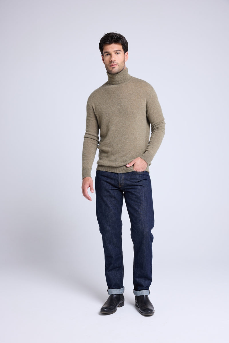 Pull Col Roule Zach - Vert Khaki