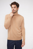 Pull Col Roulé Zachary - Beige - 100% Cachemire Oeko-Tex - Homme