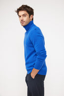 Pull Col Roulé Zachary - Bleu Flashy - 100% Cachemire Oeko-Tex - Homme