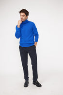 Pull Col Roulé Zachary - Bleu Flashy - 100% Cachemire Oeko-Tex - Homme