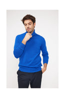 Pull Col Roulé Zachary - Bleu Flashy - 100% Cachemire Oeko-Tex - Homme