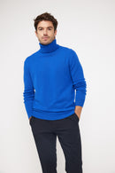 Pull Col Roulé Zachary - Bleu Flashy - 100% Cachemire Oeko-Tex - Homme