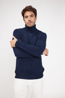 Zachary Turtleneck Sweater - Navy - 100% Oeko-Tex Cashmere - Man