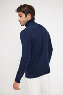 Pull Col Roulé Zachary - Bleu Marine - 100% Cachemire Oeko-Tex - Homme