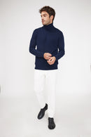 Zachary Turtleneck Sweater - Navy - 100% Oeko-Tex Cashmere - Man