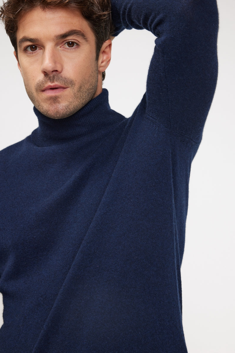 Zachary Turtleneck Sweater - Navy - 100% Oeko-Tex Cashmere - Man