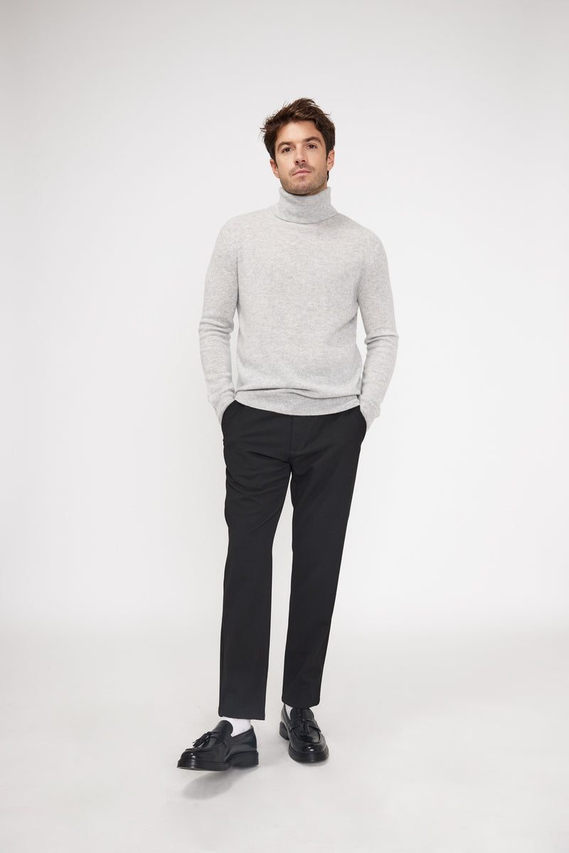 Zachary Turtleneck Sweater - Pearl Grey - 100% Cashmere Oeko-Tex - Man