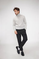 Zachary Turtleneck Sweater - Pearl Grey - 100% Cashmere Oeko-Tex - Man