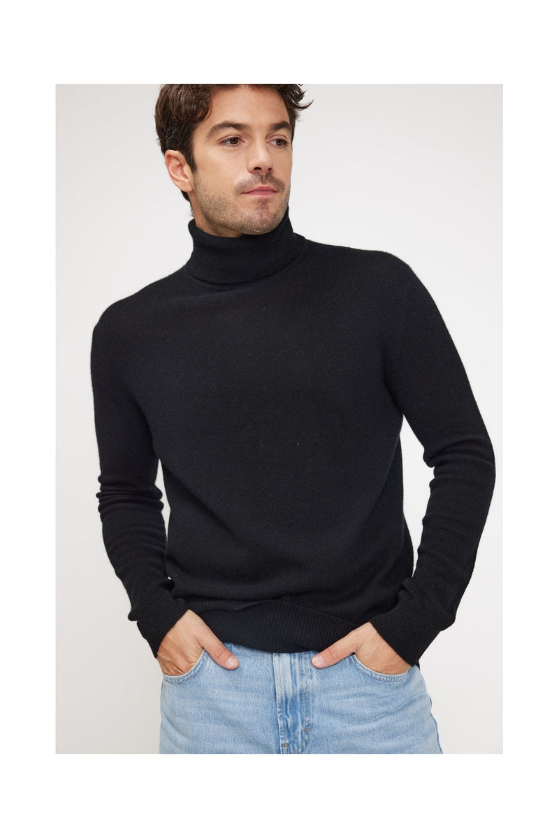 Pull Col Roulé Zachary - Noir - 100% Cachemire Oeko-Tex - Homme