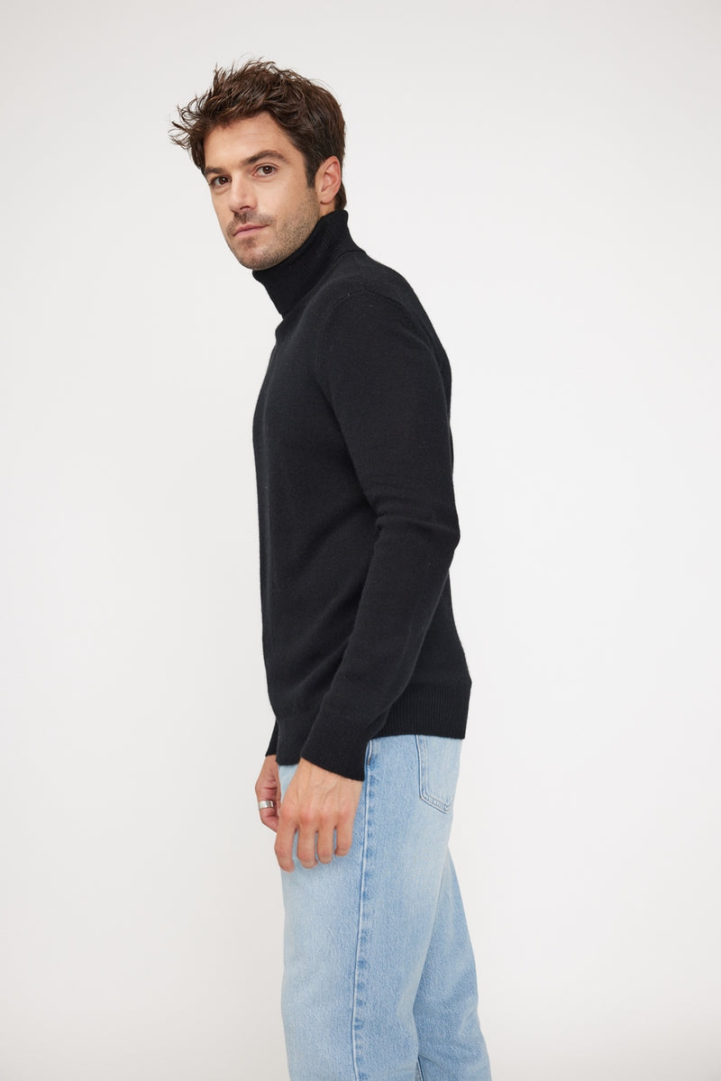 Pull Col Roulé Zachary - Noir - 100% Cachemire Oeko-Tex - Homme