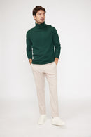 Pull Col Roule Zach - Vert Bouteille