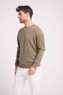 Pull Col Rond Zach - Khaki - 100% Cachemire Oeko-Tex - Homme