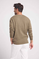 Pull Col Rond Zach - Khaki - 100% Cachemire Oeko-Tex - Homme