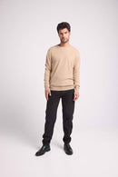 Pull Col Rond Zach - New Beige Creme - 100% Cachemire Oeko-Tex - Homme