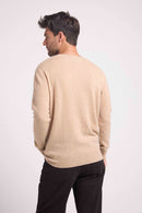 Pull Col Rond Zach - New Beige Creme - 100% Cachemire Oeko-Tex - Homme