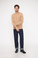 Zach Round Neck Sweater - Beige - 100% Cashmere Oeko-Tex - Man