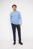 Pull Col Rond Zach - Bleu Ciel - 100% Cachemire Oeko-Tex - Homme