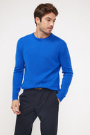 Pull Col Rond Zach - Bleu Flashy - 100% Cachemire Oeko-Tex - Homme