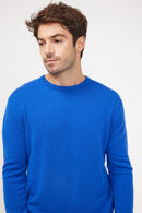 Pull Col Rond Zach - Bleu Flashy - 100% Cachemire Oeko-Tex - Homme