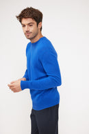 Pull Col Rond Zach - Bleu Flashy - 100% Cachemire Oeko-Tex - Homme