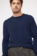 Zach Crewneck Sweater - Navy - 100% Oeko-Tex Cashmere - Man