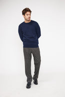 Zach Crewneck Sweater - Navy - 100% Oeko-Tex Cashmere - Man