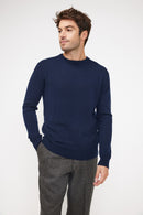 Zach Crewneck Sweater - Navy - 100% Oeko-Tex Cashmere - Man