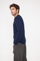 Zach Crewneck Sweater - Navy - 100% Oeko-Tex Cashmere - Man