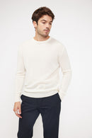 Pull Col Rond Zach - Ecru - 100% Cachemire Oeko-Tex - Homme