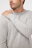 Zach Round Neck Sweater - Pearl Grey - 100% Cashmere Oeko-Tex - Man