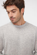 Zach Round Neck Sweater - Pearl Grey - 100% Cashmere Oeko-Tex - Man