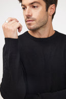 Zach Round Neck Sweater - Black - 100% Cashmere Oeko-Tex - Man