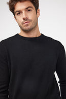 Zach Round Neck Sweater - Black - 100% Cashmere Oeko-Tex - Man