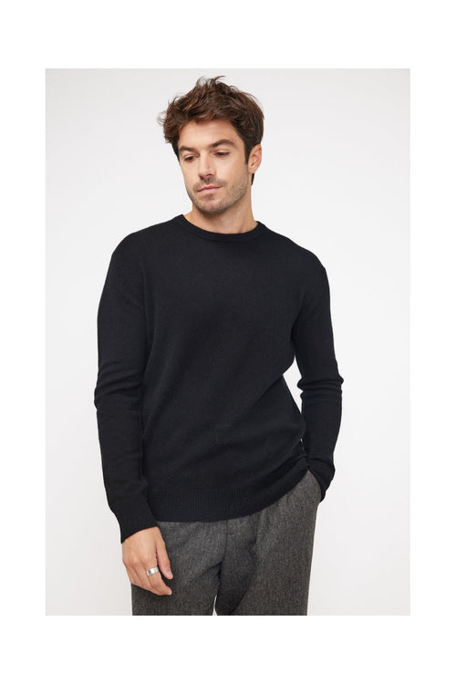 Pull Col Rond Zach - Noir - 100% Cachemire Oeko-Tex - Homme