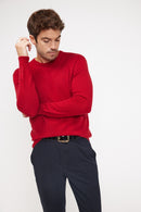 Pull Col Rond Zach - Rouge - 100% Cachemire Oeko-Tex - Homme