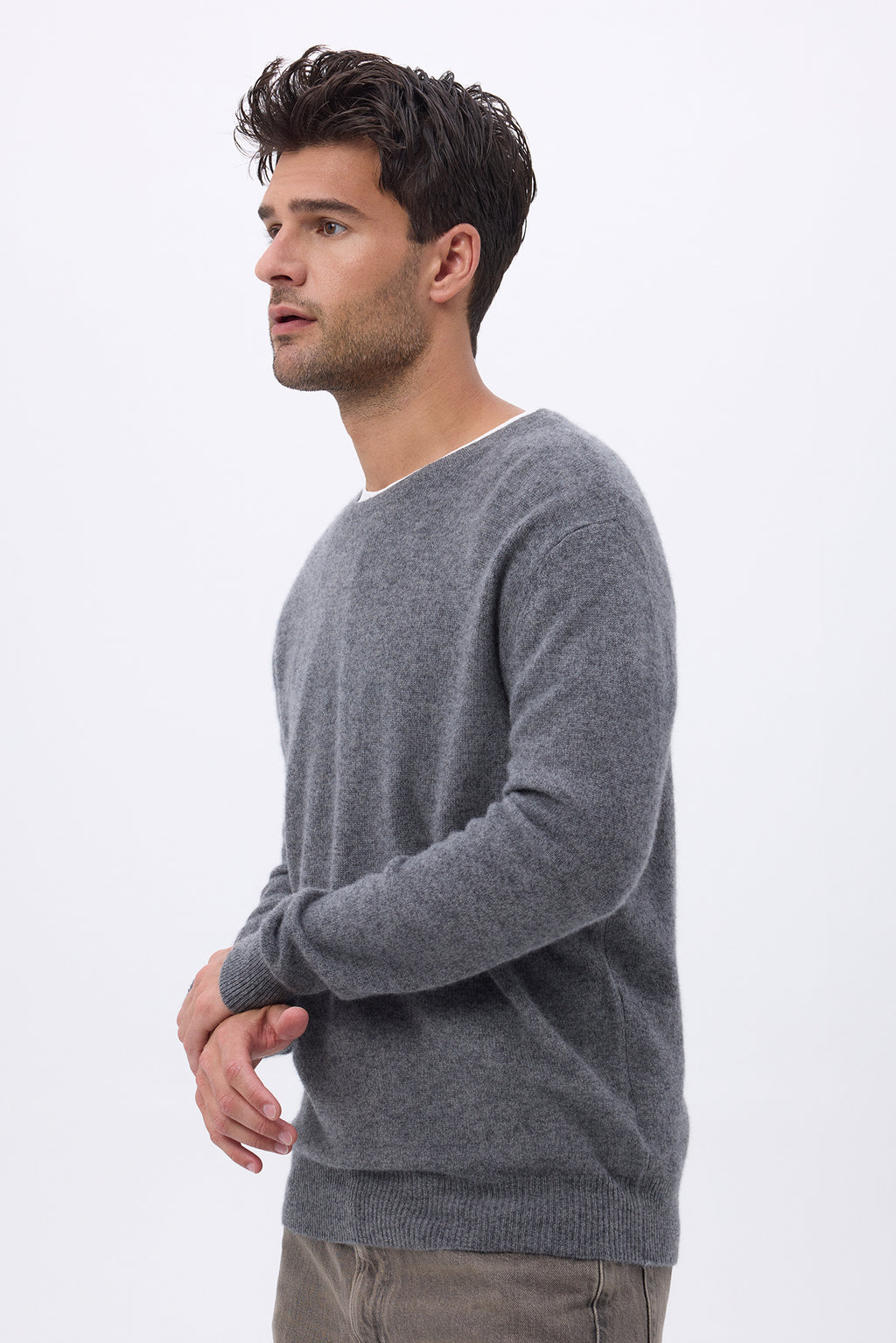 Herenpullover met ronde hals Zach - Donkergrijs - Heren