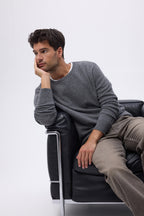 Herenpullover met ronde hals Zach - Donkergrijs - Heren